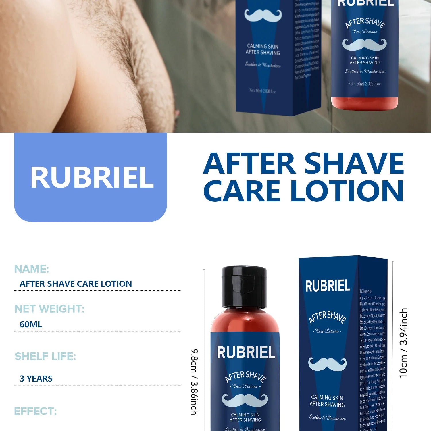 60ml Aftershave Lotion Soothes Razor Bumps and Burns Deeply Moisturizes and Nourishes Providing Instant Soothing